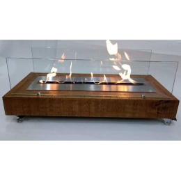 Lareira (Aquecedor) Ecológica Rustica c/ Vidro 75x28cm H:34cm