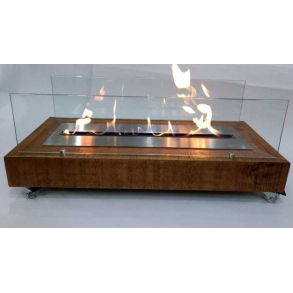 Lareira (Aquecedor) Ecológica Rustica c/ Vidro 75x28cm H:34cm