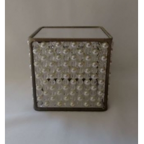 Vaso Cubo Ferro Pedras Transparentes E Pérolas D:0,12 X H:0,12M