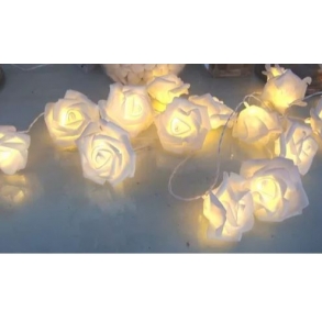 Cordão 20 Rosas Luminosas Led 3,8M A Pilha- Branco Quente