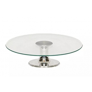 Vidro (Base) Redonda D: 25Cm Alta Pé Crom H:7,5Cm