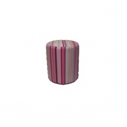 Capa Puff Redondo P. Listrado Rosa- Microfibra