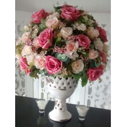 Arranjo Floral Artificial Rosas Rosa D:60Cm