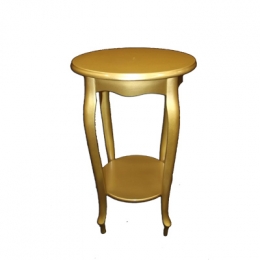Mesa De Canto/Lateral Medalhão Dourada C Prateleira 0,72X0,44 (Axd)