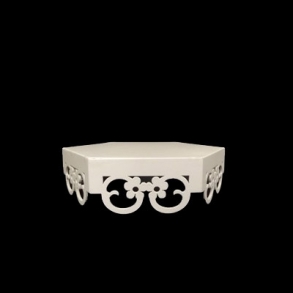 Bandeja/ Base Vazada Branca Sextavada Flor P 20Cm- 801