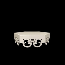 Bandeja/ Base Vazada Branca Sextavada Flor P 20Cm- 801