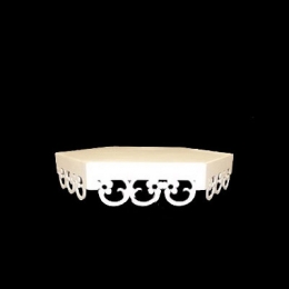 Bandeja/ Base Vazada Branca Sextavada Flor M 27Cm- 802