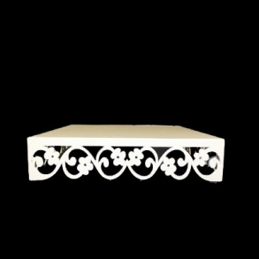 Bandeja/ Base Vazada Branca Quad Flor 25X25Cm- 750