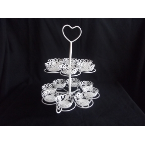 Porta Cupcake Ferro Branco P/ 14 Uni. H:37Cm