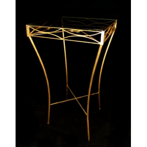 BISTRÔ ALTO DOURADO ENVELHECIDO VIDRO 0,60X0,60M- KIT