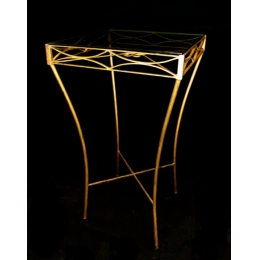 BISTRÔ ALTO DOURADO ENVELHECIDO VIDRO 0,60X0,60M- KIT