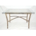 MESA DE CENTRO FERRO ROSE GOLD ENVELHECIDO C/ TAMPO VIDRO- KIT