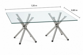 MESA RETANGULAR CROMADA C/ TAMPO DE VIDRO 1,20X80- KIT