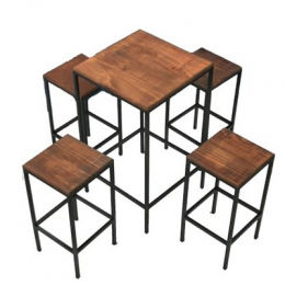 CONJUNTO BISTRÔ INDUSTRIALCOM 4 BANQUETAS- KIT