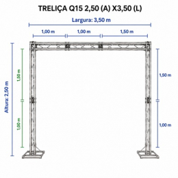 ESTRUTURA TRELIÇA Q15 P/ BANNER *2,50x3,50m* (AxL)- KIT