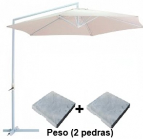 OMBRELONE 3,00M LATERAL BEGE + 2 PEDRAS (PESO)- KIT