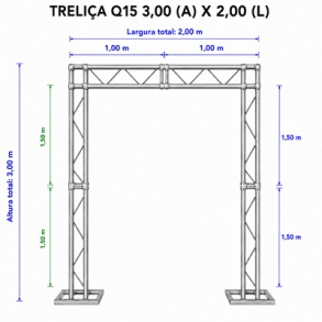 ESTRUTURA TRELIÇA Q15 P/ BANNER *3,00x2,00m* (AxL)- KIT