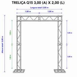 ESTRUTURA TRELIÇA Q15 P/ BANNER *3,00x2,00m* (AxL)- KIT