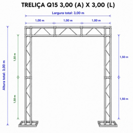 ESTRUTURA TRELIÇA Q15 P/ BANNER *3,00x3,00m* (AxL)- KIT
