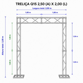 ESTRUTURA TRELIÇA Q15 P/ BANNER *2,50x2,00m* (AxL)- KIT