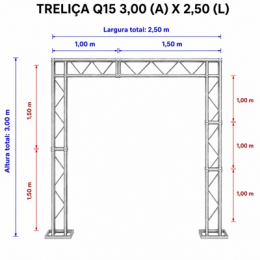 ESTRUTURA TRELIÇA Q15 P/ BANNER *3,00x2,50m* (AxL)- KIT