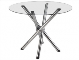 MESA REDONDA CROMADA C/ TAMPO DE VIDRO D:1,00m- KIT