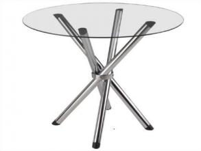 MESA REDONDA CROMADA C/ TAMPO DE VIDRO D:1,00m- KIT