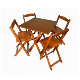 CONJUNTO DE BOTECO MADEIRA *natural* DOBRÁVEL MESA C/ 4 CADEIRAS- KIT