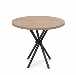 MESA REDONDA PÉ TRAMADO PRETO C/ TAMPO MDF NOGAL D:0,90m- KIT