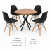 M5- MESA PÉ TRAMADO PRETO TAMPO NOGAL + 4 CADEIRAS EAMES PRETA- KIT
