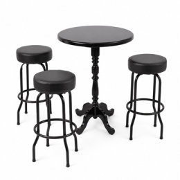 B2- BISTRÔ MADEIRA PRETO C/ 3 BANQUETAS GIRATÓRIA PARIS- KIT