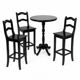 B4- BISTRÔ MADEIRA PRETO C/ 3 BANQUETAS MADEIRA PRETA- KIT