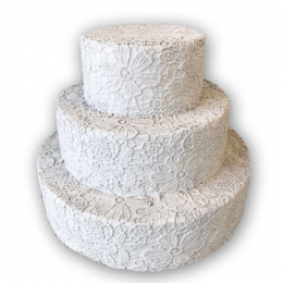 Maquete Bolo 3 Andares Renda Branca D:0,40Cm H:33Cm