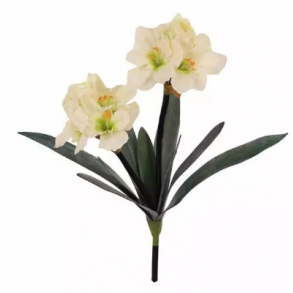 Flor Amarílis (Com Folhas) Creme Artificial  68cm 