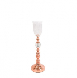 Vaso Rosê Gold C/ Cúpula de Vidro 50x10Cm- Luna