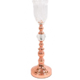 Vaso Rosê Gold C/ Cúpula de Vidro 50x10Cm- Luna