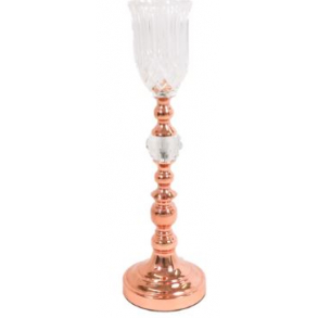 Vaso Rosê Gold C/ Cúpula de Vidro 50x10Cm- Luna