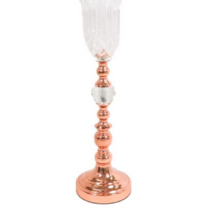 Vaso Rosê Gold C/ Cúpula de Vidro 60x10Cm- Luna