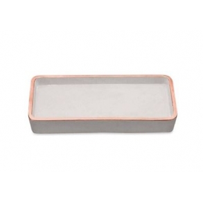 Bandeja Cimentícia C/ Borda Rose Gold 10x20cm H: 3,50cm