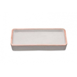 Bandeja Cimentícia C/ Borda Rose Gold 10x20cm H: 3,50cm